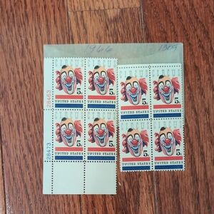 U.S. Postage 1966 Circus Clown 5 Cent Bundle of 8 Stamps Scott 1309